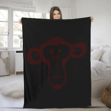 Discover Sad Confused Monkey Head Funny Bored Primate Face Fleece Blankets