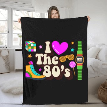 Discover I Love the 80's in Skates Fleece Blankets