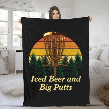 Discover Iced Beer and Big Putts Disc Golf Beer Lover Golfe Fleece Blankets