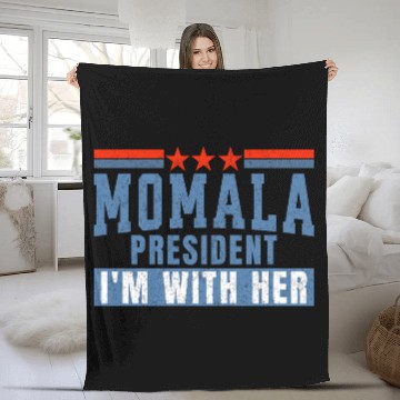 Discover MOMALA PRESIDENT: I'M WITH HER Kamala Harris 2024 Fleece Blankets