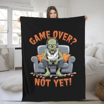 Discover Game Over? Not Yet! - Funny Gamer Zombie Design Fleece Blankets