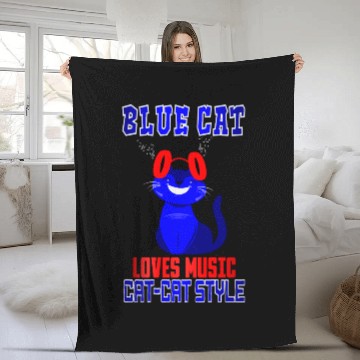 Discover BLUE CAT LOVES MUSIC Fleece Blankets