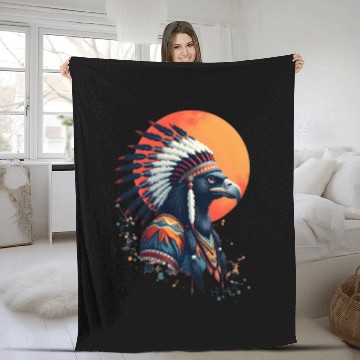 Discover Wind Feather Native American Illustration Fleece Blankets