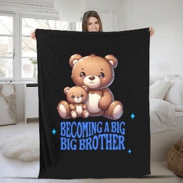 Discover Soon I'll Be A Big Brother Cute Teddy Bears Fleece Blankets