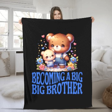 Discover Soon I'll Be A Big Brother Cute Teddy Bears Fleece Blankets