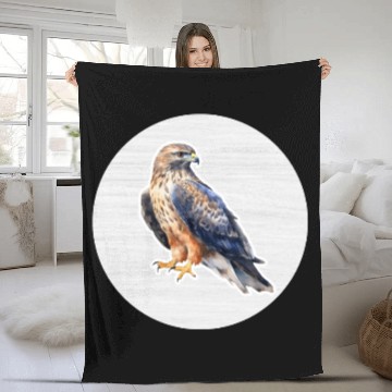 Discover Hawk Watercolor Drawing Fleece Blankets