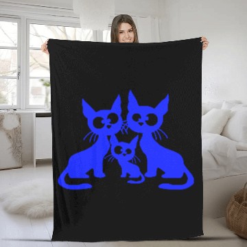 Discover Crazy cat mom dad kitten child kitten family team Fleece Blankets