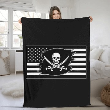 Discover Pirate Centered Flag © WhiteTigerLLC.Com LIKE US Fleece Blankets