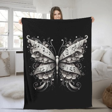 Discover Butterfly and music. Fleece Blankets