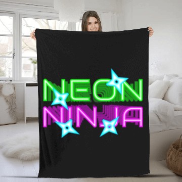 Discover Neon Ninja Festival EDM Music Rave Fleece Blankets