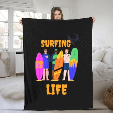 Discover Surfing is my life Fleece Blankets