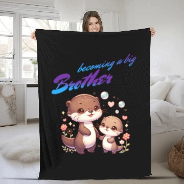 Discover Soon I'll Be A Big Brother, Sweet Otter Brother Fleece Blankets