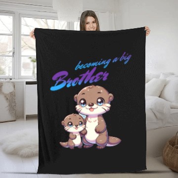 Discover Soon I'll Be A Big Brother, Sweet Otter Brother Fleece Blankets