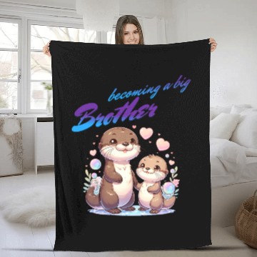 Discover Soon I'll Be A Big Brother, Sweet Otter Brother Fleece Blankets