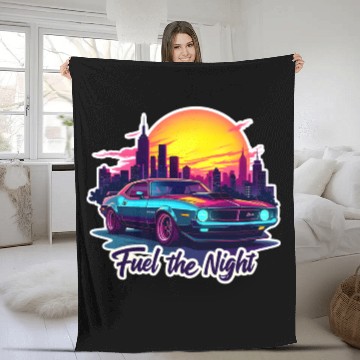 Discover Cyberpunk Muscle Car Fleece Blankets