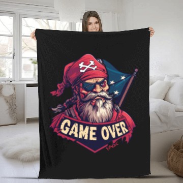 Discover Pirate Game Over Graphic - Bold Pirate Skull Art Fleece Blankets
