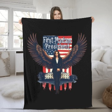 Discover FIRST MADAM PRESIDENT, KAMALA HARRIS Fleece Blankets