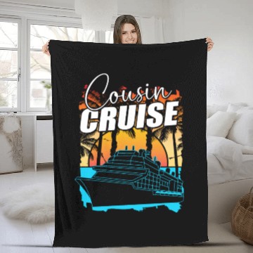 Discover Retro Summer Tropical Beach Vacation Cousin Cruise Fleece Blankets