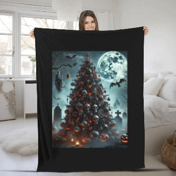Discover Halloween tree Fleece Blankets