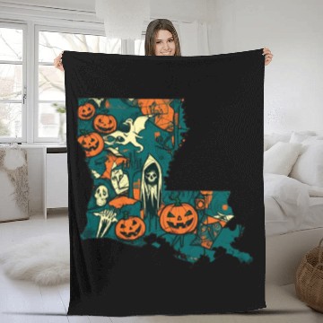 Discover Louisiana USA Halloween Fleece Blankets