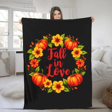 Discover Fall in Love: Vibrant Autumn Decor Design Fleece Blankets