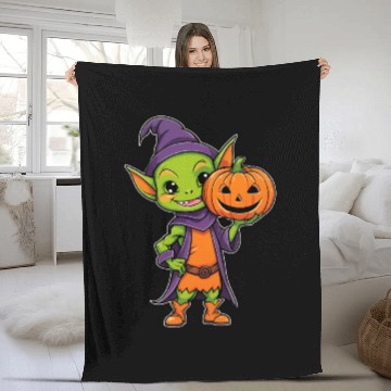 Discover Cute halloween goblin Fleece Blankets