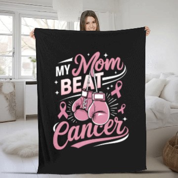 Discover My Mom Beat Cancer Breast Cancer Awareness Fleece Blankets