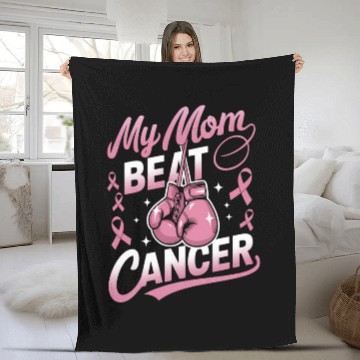 Discover My Mom Beat Cancer Breast Cancer Awareness Fleece Blankets
