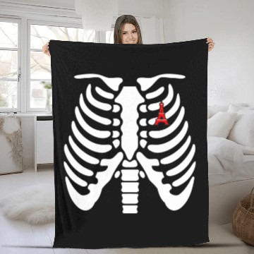 Discover Halloween Skeleton French Paris Fleece Blankets