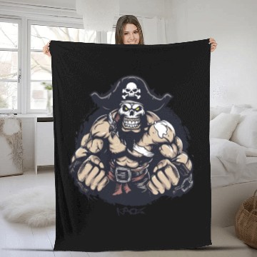 Discover Strong Muscle Wrestler Pirate Fleece Blankets