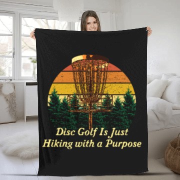 Discover Disc Golf Is Just Hiking Golfer Sayings Disc Golf Fleece Blankets