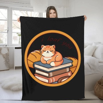 Discover Orange Cat Loaf Book Bread Fleece Blankets