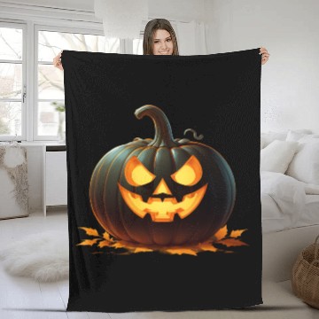 Discover Midnight Glow: Enchanted Halloween Pumpkin Fleece Blankets
