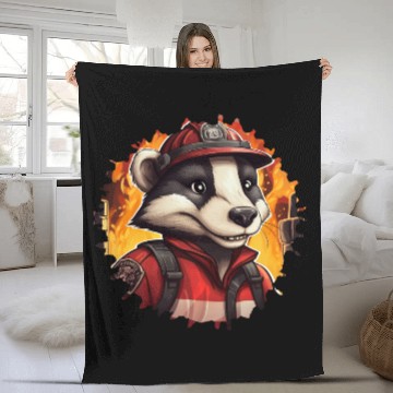 Discover Badge firefighter Fleece Blankets