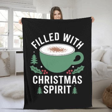 Discover Filled With Christmas Spirit Festive Mug Design Fleece Blankets