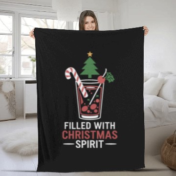 Discover Filled With Christmas Spirit Festive Drink Design Fleece Blankets
