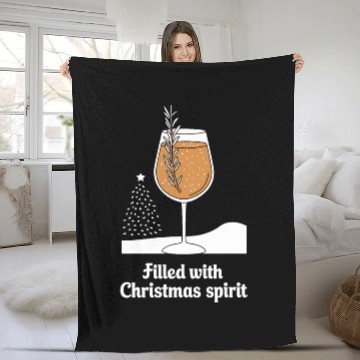 Discover Filled with Christmas Spirit Festive Wine Glass Fleece Blankets