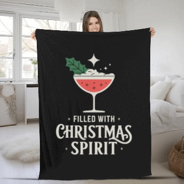Discover Filled With Christmas Spirit Festive Cocktail Vibe Fleece Blankets