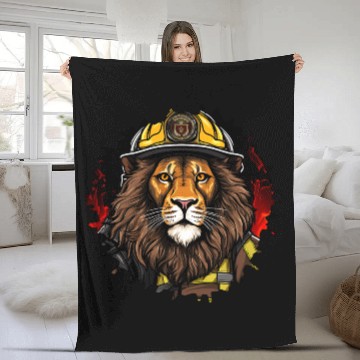 Discover Lion Firefighter Fleece Blankets
