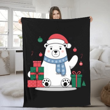 Discover Cute Christmas Polar Bear Fleece Blankets