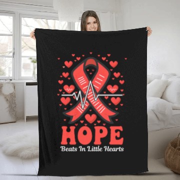 Discover CHD Awareness Hope Beats In Little Hearts Fleece Blankets