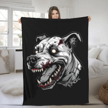 Discover White Zombie Dog Head Fleece Blankets