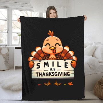 Discover Smile It's Thanksgiving Turkey Matching Family Fleece Blankets