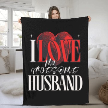 Discover I Love My Awesome Husband Unique Wife Red Heart Fleece Blankets