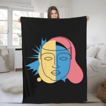 Discover Fleece Blankets/ Fleece Blankets/ Fleece Blankets Face outline art logo