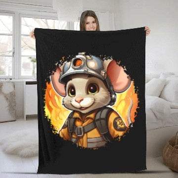 Discover Mouse Firefighter Fleece Blankets