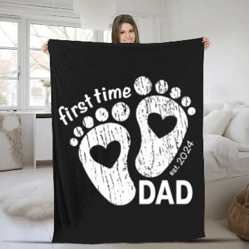 Discover First time dad - newborn father design 2024 Fleece Blankets