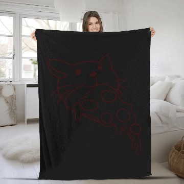 Discover Cat Eats Yummy Salami Pizza Hunger Fast Food Mouth Fleece Blankets