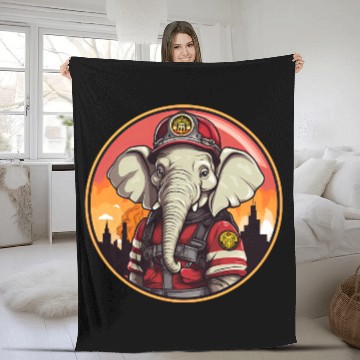 Discover Elephant Firefighter Fleece Blankets