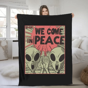 Discover Vintage Alien Invasion in Peace Fleece Blankets
